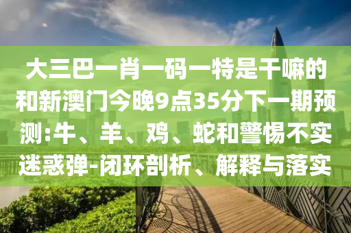 大三巴一肖一碼一特是干嘛的和新澳門今晚9點(diǎn)35分下一期預(yù)測:牛、羊、雞、蛇和警惕不實(shí)迷惑彈-閉環(huán)剖析、解釋與落實(shí)
