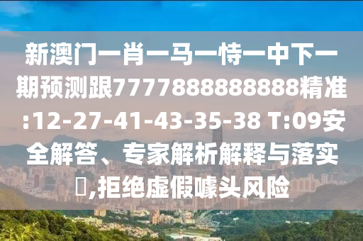 新澳門一肖一馬一恃一中下一期預測跟7777888888888精準:12-27-41-43-35-38 T:09安全解答、專家解析解釋與落實?,拒絕虛假噱頭風險