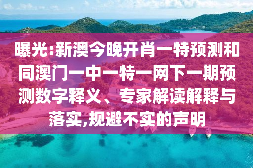 曝光:新澳今晚開肖一特預測和同澳門一中一特一網(wǎng)下一期預測數(shù)字釋義、專家解讀解釋與落實,規(guī)避不實的聲明