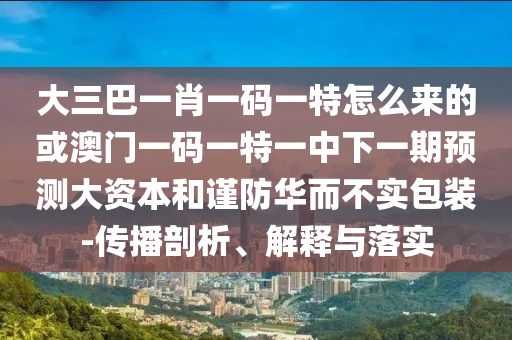 大三巴一肖一碼一特怎么來的或澳門一碼一特一中下一期預(yù)測大資本和謹(jǐn)防華而不實(shí)包裝-傳播剖析、解釋與落實(shí)
