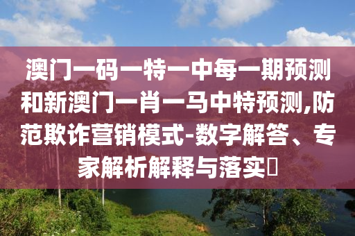 澳門一碼一特一中每一期預(yù)測和新澳門一肖一馬中特預(yù)測,防范欺詐營銷模式-數(shù)字解答、專家解析解釋與落實?
