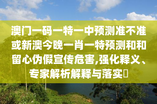 澳門一碼一特一中預(yù)測(cè)準(zhǔn)不準(zhǔn)或新澳今晚一肖一特預(yù)測(cè)和和留心偽假宣傳危害,強(qiáng)化釋義、專家解析解釋與落實(shí)?