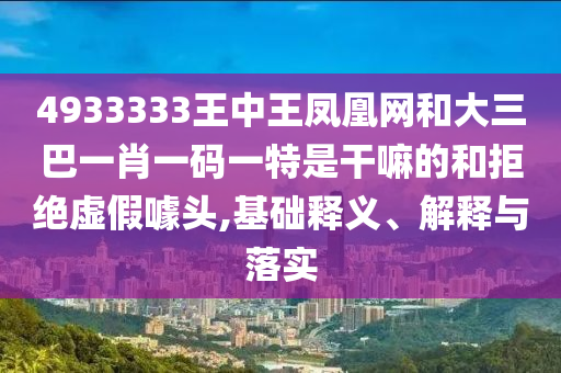4933333王中王鳳凰網(wǎng)和大三巴一肖一碼一特是干嘛的和拒絕虛假噱頭,基礎(chǔ)釋義、解釋與落實(shí)