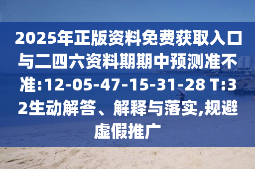 2025年正版資料免費(fèi)獲取入口與二四六資料期期中預(yù)測(cè)準(zhǔn)不準(zhǔn):12-05-47-15-31-28 T:32生動(dòng)解答、解釋與落實(shí),規(guī)避虛假推廣