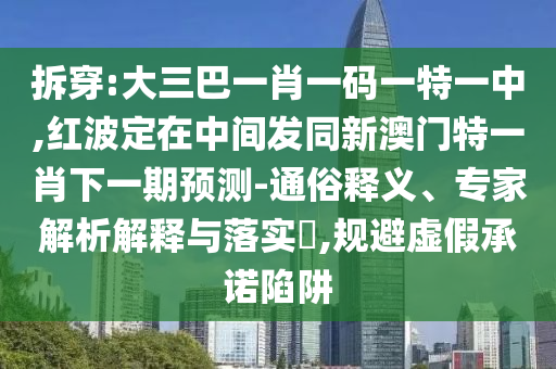 拆穿:大三巴一肖一碼一特一中,紅波定在中間發(fā)同新澳門特一肖下一期預(yù)測-通俗釋義、專家解析解釋與落實?,規(guī)避虛假承諾陷阱
