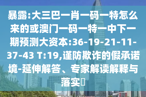 暴露:大三巴一肖一碼一特怎么來的或澳門一碼一特一中下一期預(yù)測大資本:36-19-21-11-37-43 T:19,謹(jǐn)防欺詐的假承諾境-延伸解答、專家解讀解釋與落實?