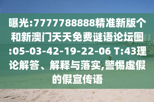 曝光:7777788888精準(zhǔn)新版?zhèn)€和新澳門天天免費(fèi)謎語(yǔ)論壇圖:05-03-42-19-22-06 T:43理論解答、解釋與落實(shí),警惕虛假的假宣傳語(yǔ)
