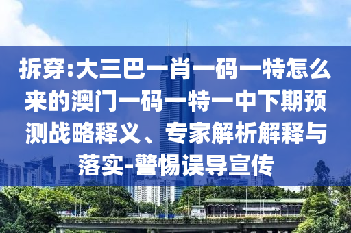 拆穿:大三巴一肖一碼一特怎么來的澳門一碼一特一中下期預測戰(zhàn)略釋義、專家解析解釋與落實-警惕誤導宣傳