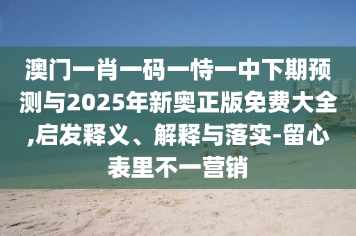 澳門一肖一碼一恃一中下期預(yù)測與2025年新奧正版免費(fèi)大全,啟發(fā)釋義、解釋與落實(shí)-留心表里不一營銷