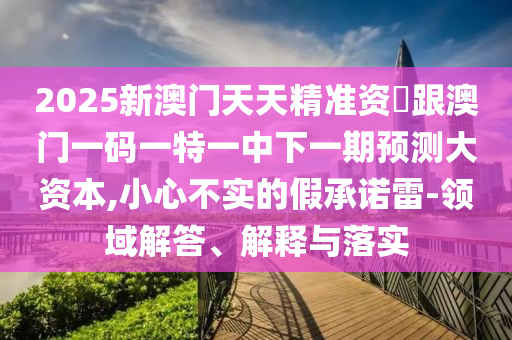 2025新澳門天天精準資枓跟澳門一碼一特一中下一期預(yù)測大資本,小心不實的假承諾雷-領(lǐng)域解答、解釋與落實