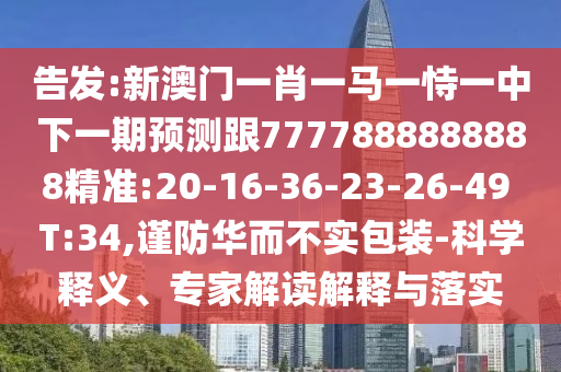 告發(fā):新澳門一肖一馬一恃一中下一期預(yù)測跟7777888888888精準:20-16-36-23-26-49 T:34,謹防華而不實包裝-科學(xué)釋義、專家解讀解釋與落實