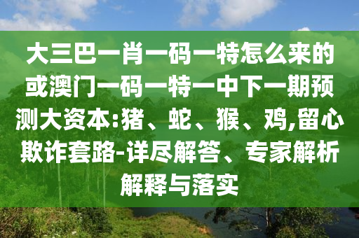 大三巴一肖一碼一特怎么來的或澳門一碼一特一中下一期預(yù)測大資本:豬、蛇、猴、雞,留心欺詐套路-詳盡解答、專家解析解釋與落實(shí)
