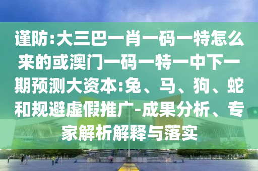 謹(jǐn)防:大三巴一肖一碼一特怎么來的或澳門一碼一特一中下一期預(yù)測大資本:兔、馬、狗、蛇和規(guī)避虛假推廣-成果分析、專家解析解釋與落實