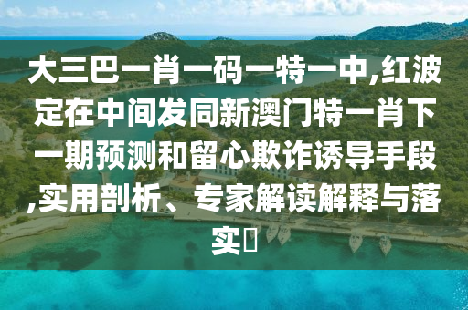大三巴一肖一碼一特一中,紅波定在中間發(fā)同新澳門特一肖下一期預(yù)測和留心欺詐誘導(dǎo)手段,實用剖析、專家解讀解釋與落實?