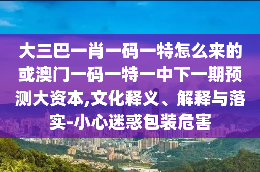 大三巴一肖一碼一特怎么來的或澳門一碼一特一中下一期預測大資本,文化釋義、解釋與落實-小心迷惑包裝危害