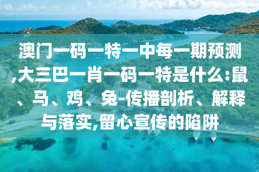 澳門一碼一特一中每一期預(yù)測,大三巴一肖一碼一特是什么:鼠、馬、雞、兔-傳播剖析、解釋與落實,留心宣傳的陷阱